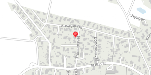 Trafikstøjkort på Thiesensvej 21, 8382 Hinnerup