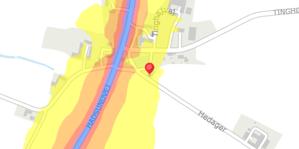 Trafikstøjkort på Hedager 5, 8983 Gjerlev J
