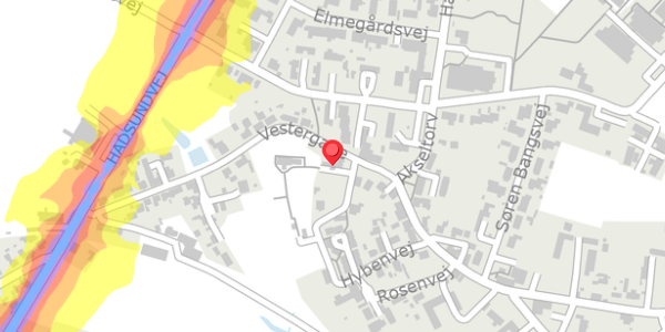 Trafikstøjkort på Vestergade 3, 8983 Gjerlev J