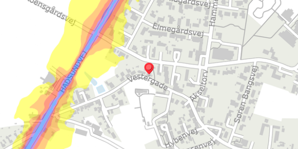Trafikstøjkort på Vestergade 12, 8983 Gjerlev J