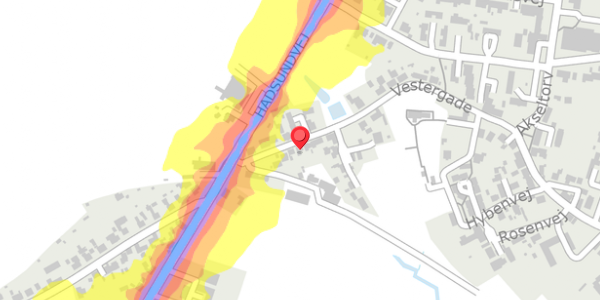 Trafikstøjkort på Vestergade 19, 8983 Gjerlev J