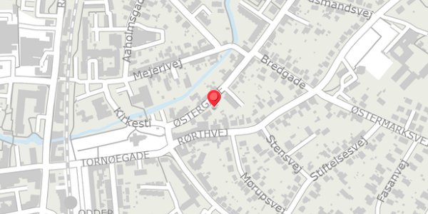 Trafikstøjkort på Østergade 12, 8300 Odder