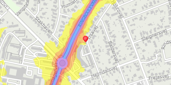 Trafikstøjkort på Yrsavej 21, 8920 Randers NV