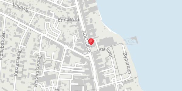 Trafikstøjkort på Adelgade 98, 8660 Skanderborg