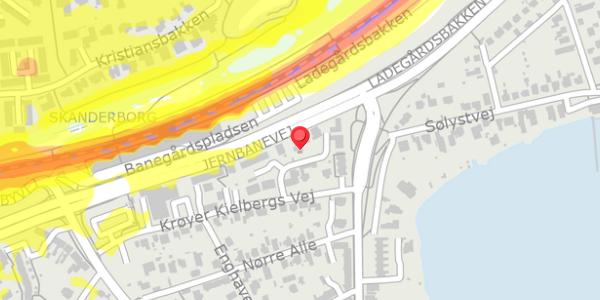 Trafikstøjkort på Regnbuevænget 9, 8660 Skanderborg