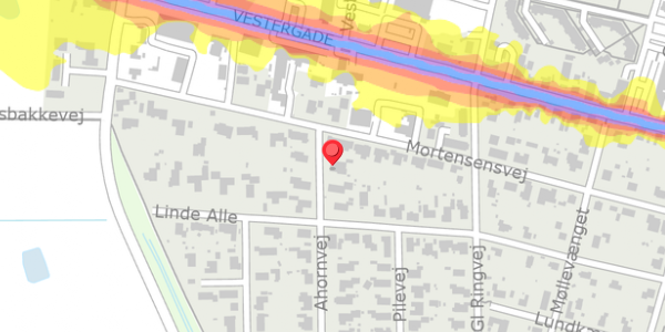 Trafikstøjkort på Ahornvej 1, 8963 Auning