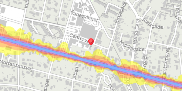 Trafikstøjkort på Centervej 9, 8963 Auning
