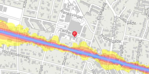 Trafikstøjkort på Centervej 11, . , 8963 Auning