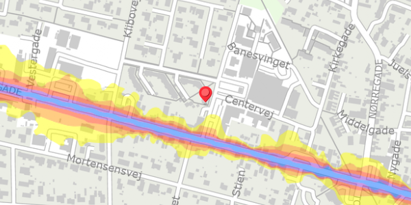 Trafikstøjkort på Centervej 25, 8963 Auning