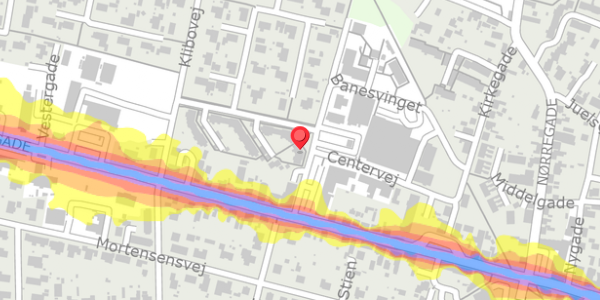 Trafikstøjkort på Centervej 29, 8963 Auning