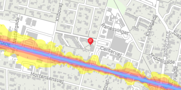 Trafikstøjkort på Centervej 33, 8963 Auning