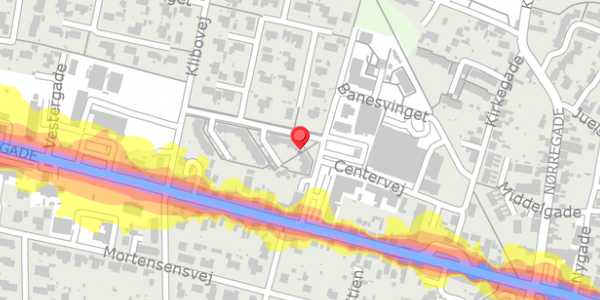 Trafikstøjkort på Centervej 37, 8963 Auning