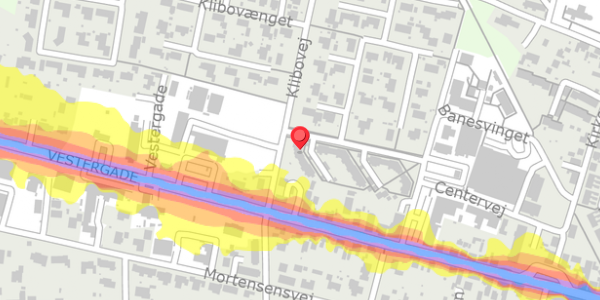 Trafikstøjkort på Centervej 93, 8963 Auning