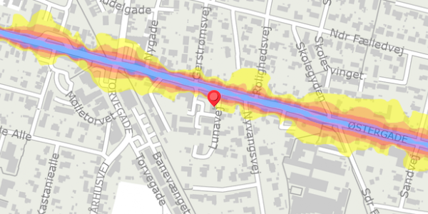 Trafikstøjkort på Lunavej 6, . , 8963 Auning