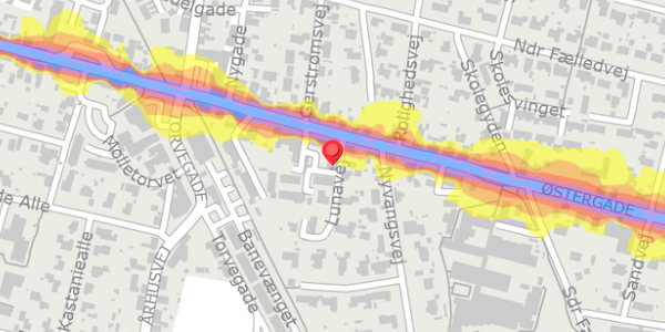 Trafikstøjkort på Lunavej 8, . , 8963 Auning