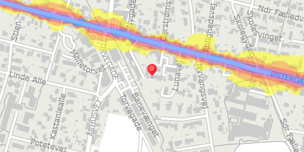 Trafikstøjkort på Lunavej 16, . , 8963 Auning