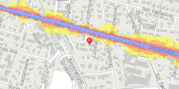 Trafikstøjkort på Lunavej 24, . , 8963 Auning