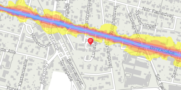 Trafikstøjkort på Lunavej 26, . , 8963 Auning