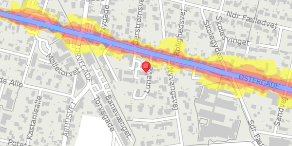 Trafikstøjkort på Lunavej 28, . , 8963 Auning