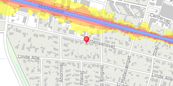 Trafikstøjkort på Mortensensvej 21, 8963 Auning
