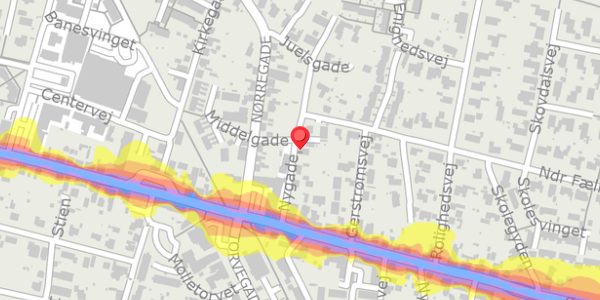 Trafikstøjkort på Nygade 6, 8963 Auning
