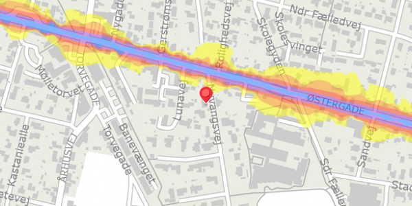 Trafikstøjkort på Nyvangsvej 2, 8963 Auning