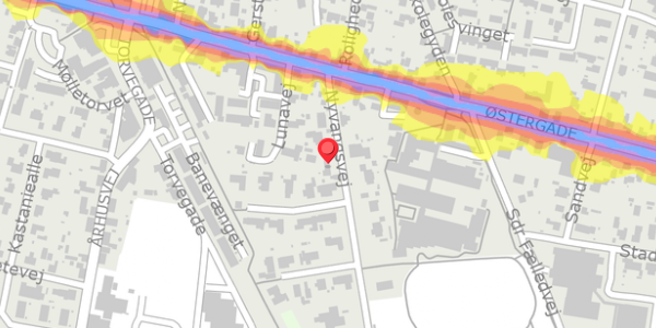 Trafikstøjkort på Nyvangsvej 6, . , 8963 Auning