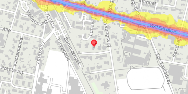 Trafikstøjkort på Nyvangsvej 12, . , 8963 Auning