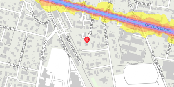 Trafikstøjkort på Nyvangsvej 14, . , 8963 Auning