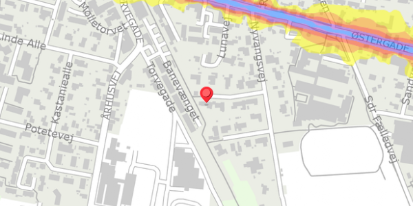 Trafikstøjkort på Nyvangsvej 18, . , 8963 Auning