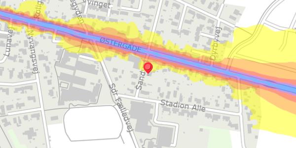 Trafikstøjkort på Sandvej 1, . , 8963 Auning