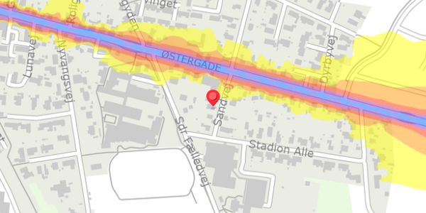Trafikstøjkort på Sandvej 2, . , 8963 Auning