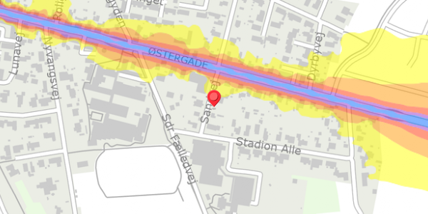 Trafikstøjkort på Sandvej 3, 8963 Auning