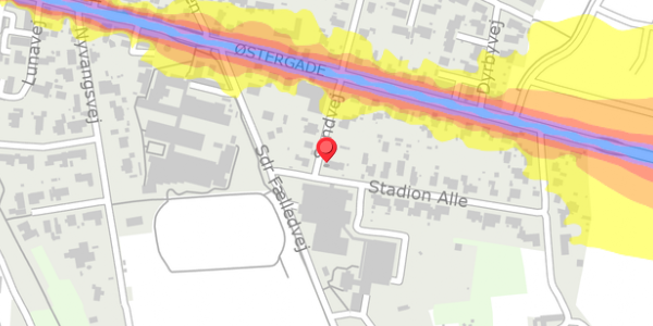 Trafikstøjkort på Sandvej 7, 8963 Auning