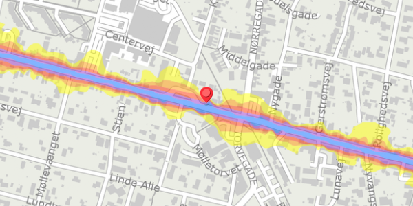 Trafikstøjkort på Vestergade 6, 8963 Auning