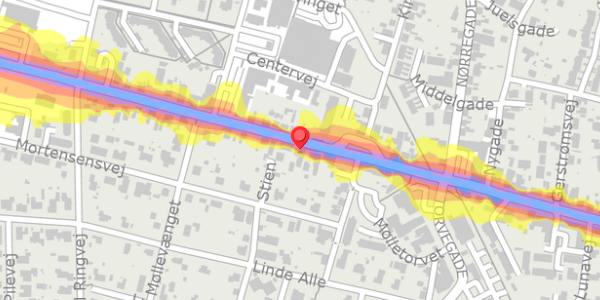 Trafikstøjkort på Vestergade 13, 8963 Auning