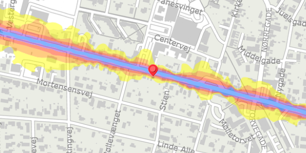 Trafikstøjkort på Vestergade 19, 8963 Auning