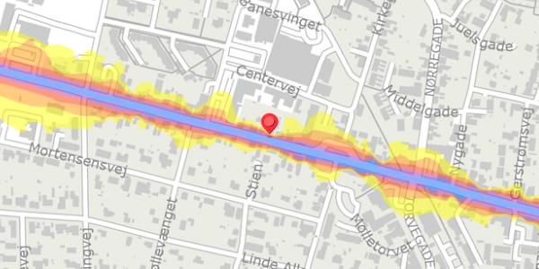 Trafikstøjkort på Vestergade 20, 8963 Auning
