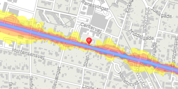 Trafikstøjkort på Vestergade 22, 8963 Auning