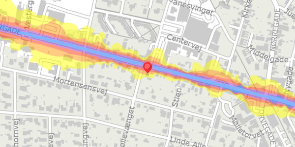 Trafikstøjkort på Vestergade 23, 8963 Auning