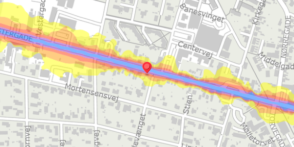Trafikstøjkort på Vestergade 25, 8963 Auning