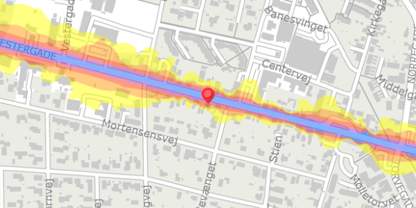 Trafikstøjkort på Vestergade 27, 8963 Auning