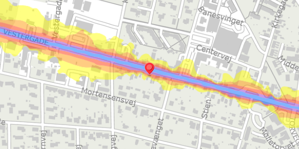 Trafikstøjkort på Vestergade 29, 8963 Auning