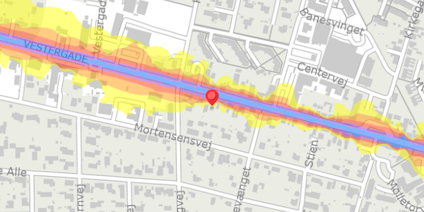 Trafikstøjkort på Vestergade 33B, . , 8963 Auning