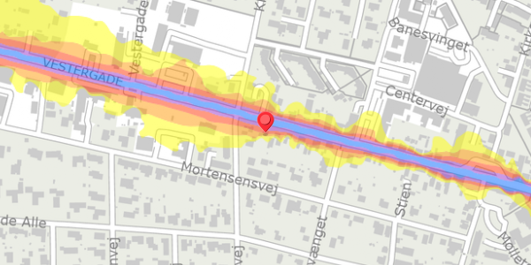 Trafikstøjkort på Vestergade 35, 8963 Auning