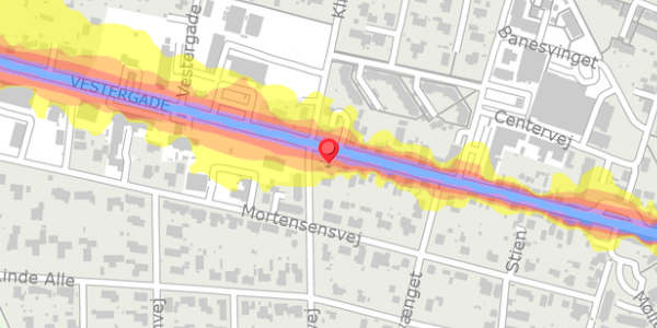 Trafikstøjkort på Vestergade 37, 8963 Auning
