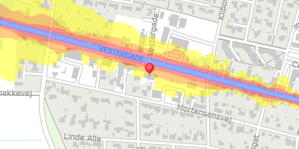 Trafikstøjkort på Vestergade 43, 8963 Auning