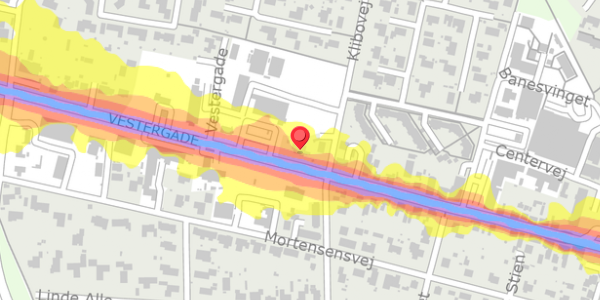 Trafikstøjkort på Vestergade 46, 8963 Auning