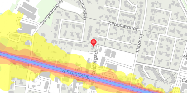 Trafikstøjkort på Vestergade 46D, . , 8963 Auning