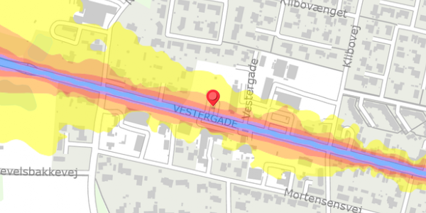 Trafikstøjkort på Vestergade 48, 8963 Auning